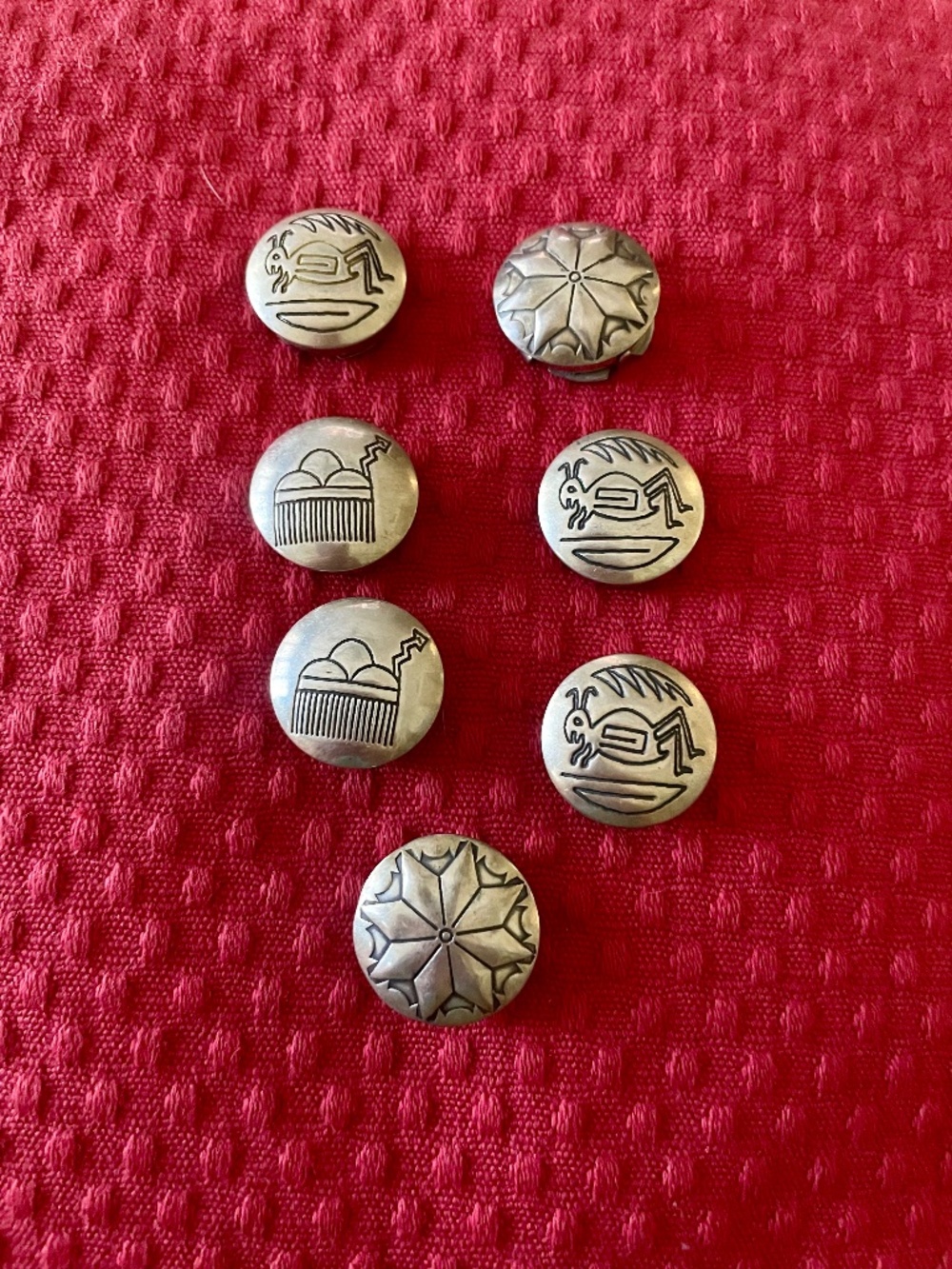 Vintage Native American Button Covers, Set of 7